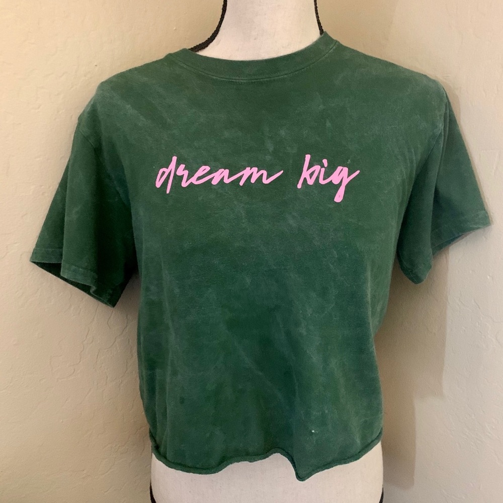 Dream Big Acid Wash Mighty Fine Crop Tee